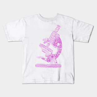 Scientific Microscope Line Drawing (Pink) Kids T-Shirt